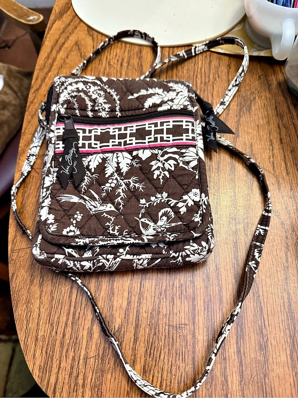 Vera Bradley Lizzy Crossbody Bag Floral Brown & Pink